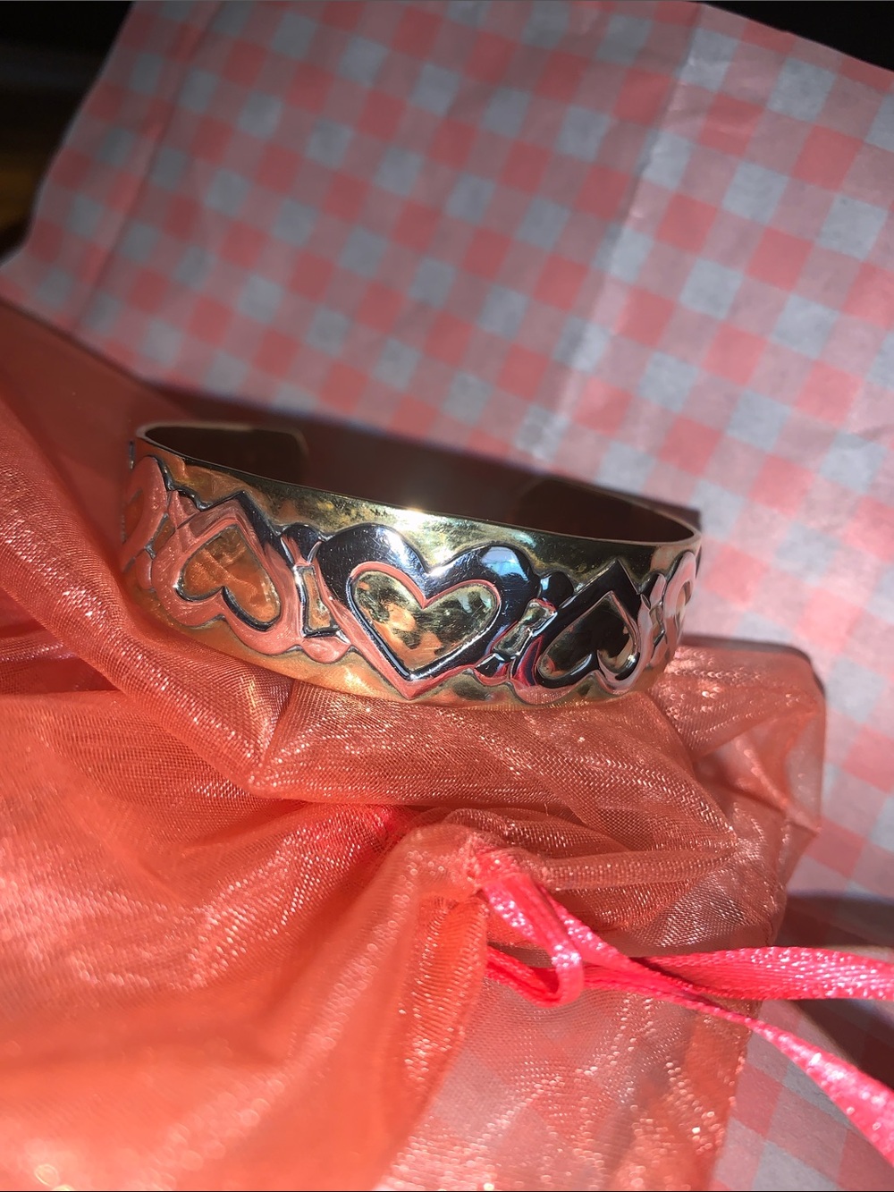 Jeep collins silver and brass heart cuff bracelet - Picture 2 of 13